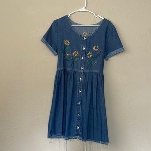 Vintage Embroidered Denim Dress